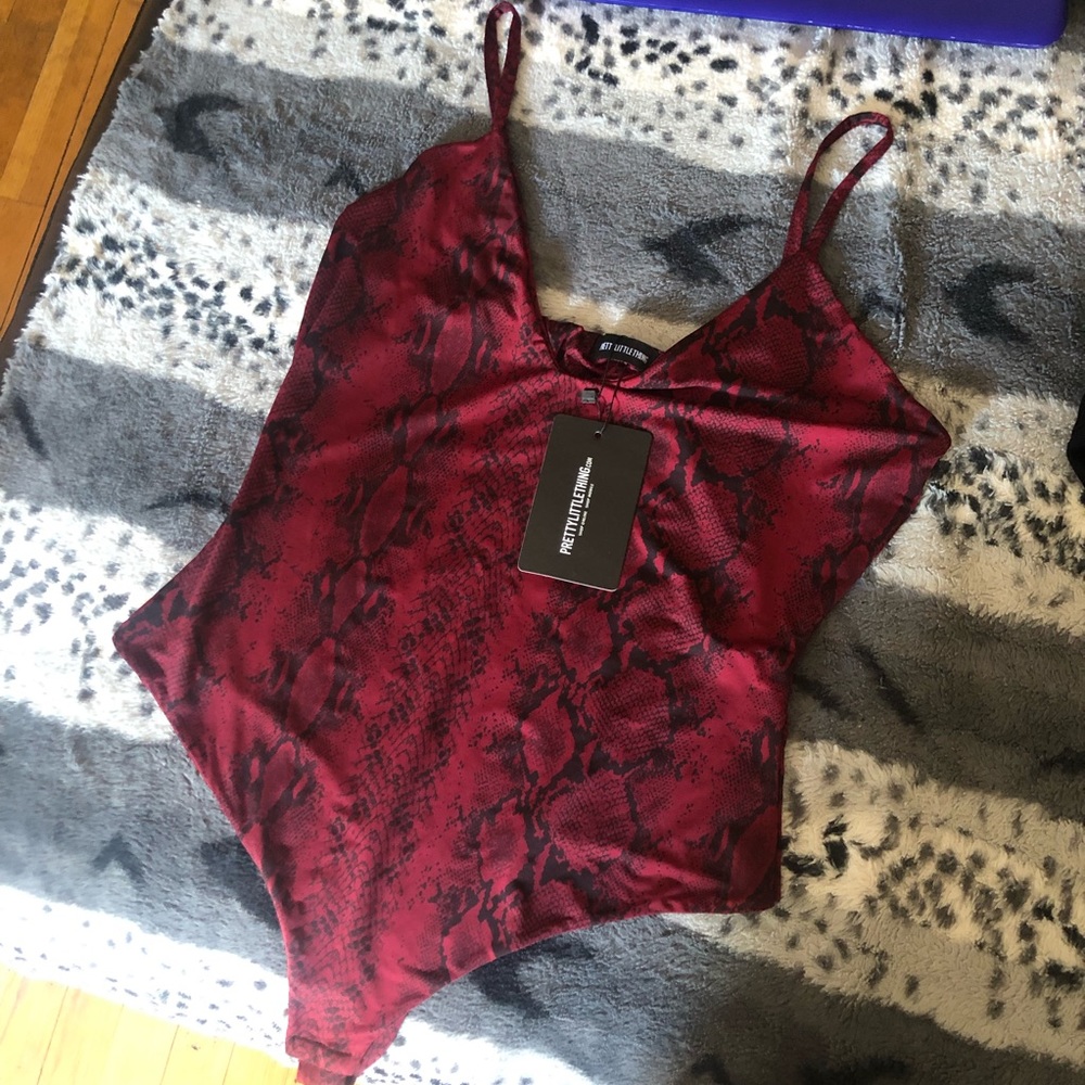 Red Snake Print Bodysuit